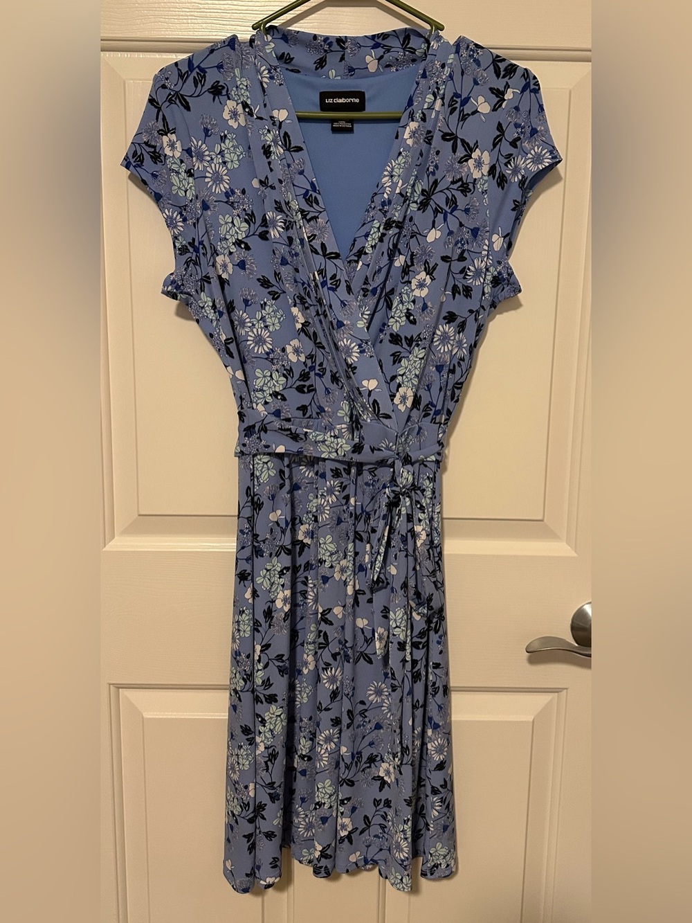 Women’s Liz Claiborne Blue Floral Dress Size Large L - Picture 2 of 8